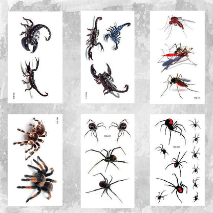 Luxury Men Women 3D Tattoo Waterproof Spider Sticker Realistic Design For Party Halloween