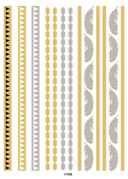 Luxury Metallic Temporary Tattoo Gold Silver Flower Sticker Long Lasting Gold Design For Womens