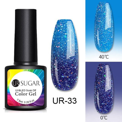 Luxury Modern Elegant Colorful Diamond Gel Nail Polish UV Temperature Color Changing Elegant Fashion Rainbow Colors For Womens