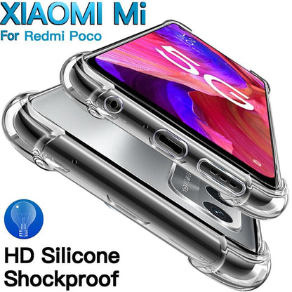 Luxury Silicone Cover For Clear Case Xiaomi Mi Redmi Note 11 Pro 7 8 9 10 9s 10s 11s Poco F3 M3 M4 X3 X4 Pro 12 11t 12x Shockproof Thin Soft Transparent Protective Case Flexible Transparent Mobile Phone Case