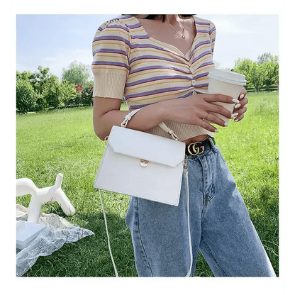 Luxury Snow White Crossbody Bags For Women And Girls Small PU Leather Handbag - Ladies Designer Evening Bags