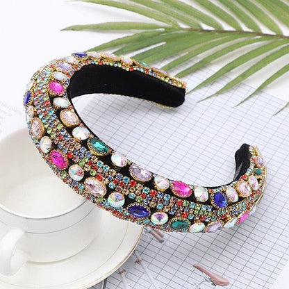 Luxury  Sparkly Padded Rhinestones Headbands Full Crystal Hairbands Wide Headwear White Gorgeous Hair Accessories For Women