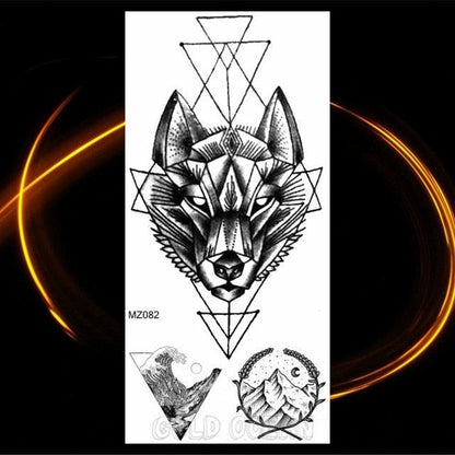 Luxury Tiger Temporary Tattoos Fox Wolf Fake Tattoo Sticker Realistic Black Animal Temporary Tattoo Stickers For Mens