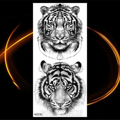 Luxury Tiger Temporary Tattoos Fox Wolf Fake Tattoo Sticker Realistic Black Animal Temporary Tattoo Stickers For Mens