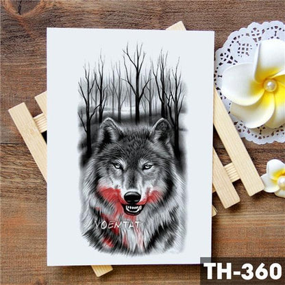 Luxury Waterproof Wolf Fox Temporary Watercolor Tattoo Sticker Modern 3D Animals Tattoos