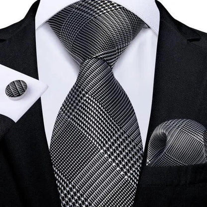 Luxury Wedding Party Floral Design Silk Necktie Hanky And Matching Cufflinks Set For Men Classic Design Necktie Set For Men