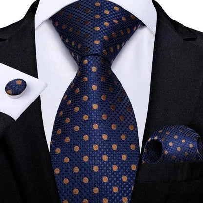 Luxury Wedding Party Floral Design Silk Necktie Hanky And Matching Cufflinks Set For Men Classic Design Necktie Set For Men