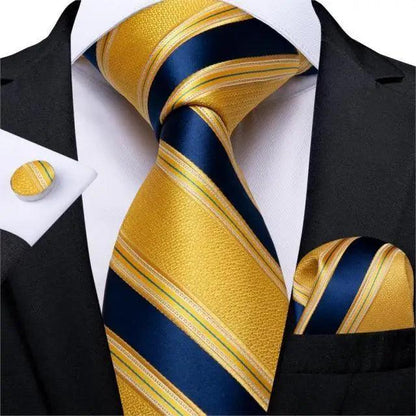 Luxury Wedding Party Floral Design Silk Necktie Hanky And Matching Cufflinks Set For Men Classic Design Necktie Set For Men