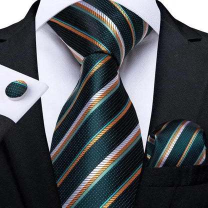 Luxury Wedding Party Floral Design Silk Necktie Hanky And Matching Cufflinks Set For Men Classic Design Necktie Set For Men