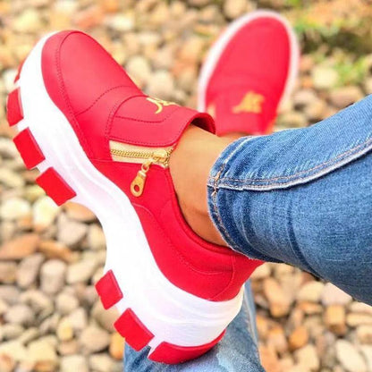 Luxury Women Blue Espadrilles New Solid Color Thick Bottom Zipper Walking Women's Shoes Slip-on High Top Sneakers Round Toe Thick Sole Zipper Ballet Flats Flat Skate Walking Shoes