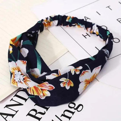 Luxury Women's Headband Vintage Cross Knot Elastic Hair Bands Soft Solid Hairband Girls Hair Accessories Floral Turban Bandanas Head Wrap