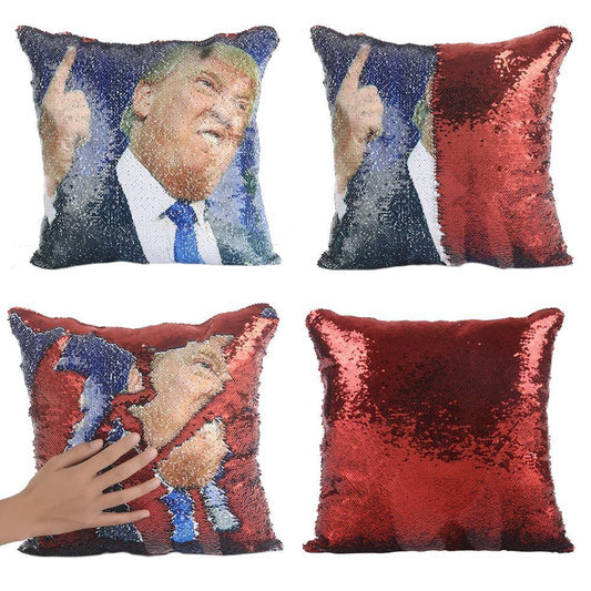 Magical Nicolas Cage Suede Fabric Cushion Cover Sequin Pillow Case Decorative Mermaid Pillow Cover Color Changing Cushion Throw Pillowcase Super Shining Reversible Cover Home Car Decoraion 40x40CM