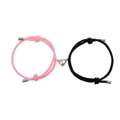 Magnet Attracts Couple Bracelet Heart Charm Jewelry Hand Woven Rope Handmade Bracelets With Mutual Attraction Magnetic Bells Friendship Rope Jewelry Bracelets