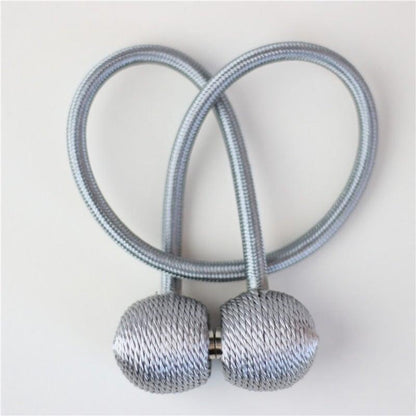 Magnetic Curtain Tieback Buckle Strap Holdbacks Magnet Clip For Curtain Rod Tie Backs Hanging Belts Rope Accessories Upgraded Curtain Buckles European Style Decorative Weave Rope Curtain Holdbacks Holder For Window Decor Curtain Clips Rope Straps Magnet