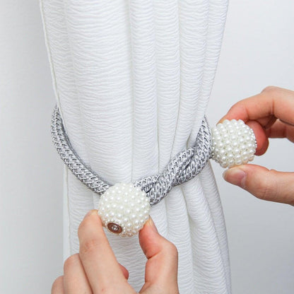 Magnets Curtains Clamps Curtain Holder Pompom Tieback Magnetic Clips Hanging Balls Tie Back Home Decoration Accessories Magnetic Curtain Tiebacks European Style Decorative Curtain Drape Tie With Strong Magnetic For Home And Office Decoration
