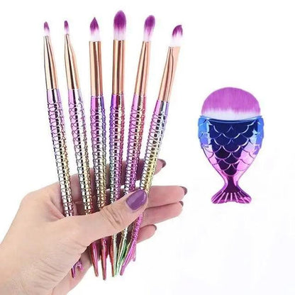 Makeup Brushes Kit Natural Tool Pencil Cosmetics Foundation Artist Mermaid Highlighter Face Set Of Bronzer Eyeshadow Lip