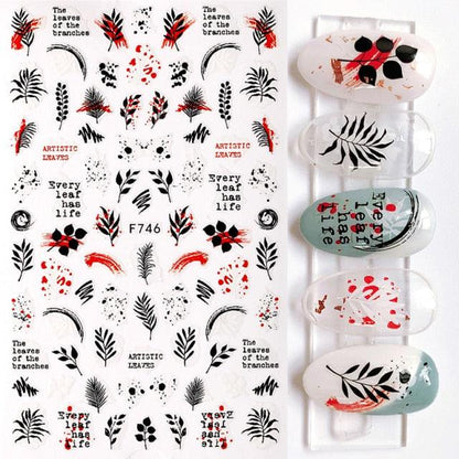 Maple Leaves 3D Nail Stickers Fall Leaf Flowers Line Sliders For Nails Self Adhesive Stickers Autumn Manicuring Decals Transfer Nail Decals Sticker For Pretty Girl Self-Adhesive Nail Decals Designer Nail Stickers for Acrylic