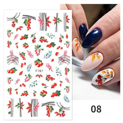 Maple Leaves 3D Nail Stickers Fall Leaf Flowers Line Sliders For Nails Self Adhesive Stickers Autumn Manicuring Decals Transfer Nail Decals Sticker For Pretty Girl Self-Adhesive Nail Decals Designer Nail Stickers for Acrylic