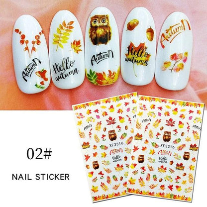 Maple Leaves 3D Nail Stickers Fall Leaf Flowers Line Sliders For Nails Self Adhesive Stickers Autumn Manicuring Decals Transfer Nail Decals Sticker For Pretty Girl Self-Adhesive Nail Decals Designer Nail Stickers for Acrylic