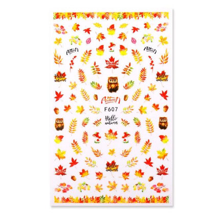 Maple Leaves 3D Nail Stickers Fall Leaf Flowers Line Sliders For Nails Self Adhesive Stickers Autumn Manicuring Decals Transfer Nail Decals Sticker For Pretty Girl Self-Adhesive Nail Decals Designer Nail Stickers for Acrylic