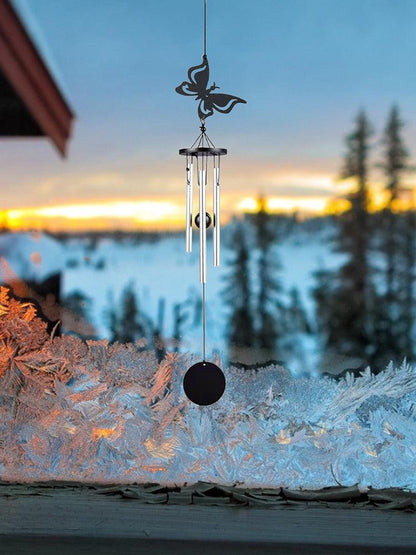 Memorial Butterfly Wind Chimes Angel  Wings Flying Bird Wind Chimes Garden Art Wings Wind Chime Patio Hummingbird Wind Chime Garden Hanging Decoration Outdoor Large Chimes For Patio  Porch Yard Black
