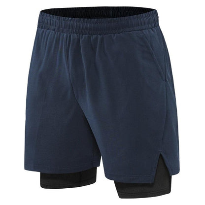 Men 2 In 1 Sport Shorts Quick Dry Jogger Marathon Shorts With Liner Breathable Running Fitness Double Deck Shorts Casual Shorts Gym Sports Fitness Jogging Workout Training Clothes