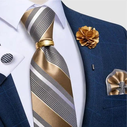 Men Luxury Red Silk Necktie Matching Cufflinks Set For Men Bridegroom Wedding Business Necktie Elegant Design Ideal Gift For Men