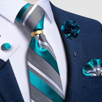 Men Luxury Red Silk Necktie Matching Cufflinks Set For Men Bridegroom Wedding Business Necktie Elegant Design Ideal Gift For Men