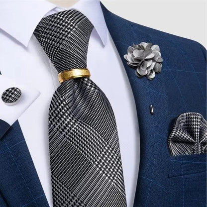 Men Luxury Red Silk Necktie Matching Cufflinks Set For Men Bridegroom Wedding Business Necktie Elegant Design Ideal Gift For Men