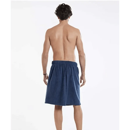 Men Plush Fleece Wrap Spa Gym Bath Wrap Solid Color Classy Design Bathrobes With Pocket Trendy Men's Bath Wrap
