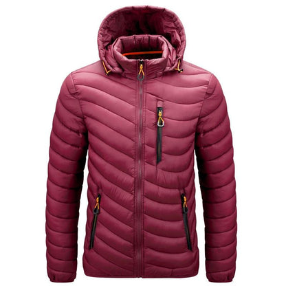 Men's Autumn Winter Classic Hooded Jacket Warm Coat Hooded Winter Coat Warm Adjustable Hood Jacket Cotton Removable Hood Jackets Men Simple Casual Vintage Detachable Hat Outfits Warm Men Lightweight Soft Jackets