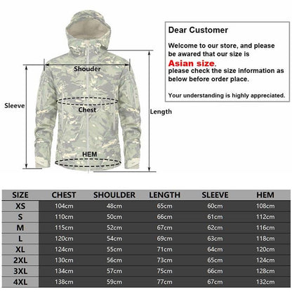 Men's Camouflage Tactical Jacket Green Camouflage Water Resistant Jacket Waterproof Windbreaker Hooded Jackets Ski Jacket Warm Winter Coats Men Soft Winter Hooded Coat Hiking Clothes