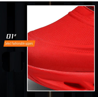 Men's Flame Printed Sneakers Flying Weave Sports Comfortable Running Outdoor Men Athletic Shoes Breathable Casual Sports High Quality Sport Design Sneaker