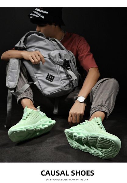 Men's Luxury Sneakers Autumn Mens Casual Shoes Lace-Up Breathable Light Running Tenis Shoes Modern Sneakers Breathable Black Trendy Sneakers
