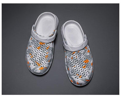 Men's Summer Hole Shoes Rubber Soft-Soled Garden Shoes Outdoor Non-Slip Camouflage Sandals Clogs Garden Shoes Unisex Yard Slip On Shoes For Men