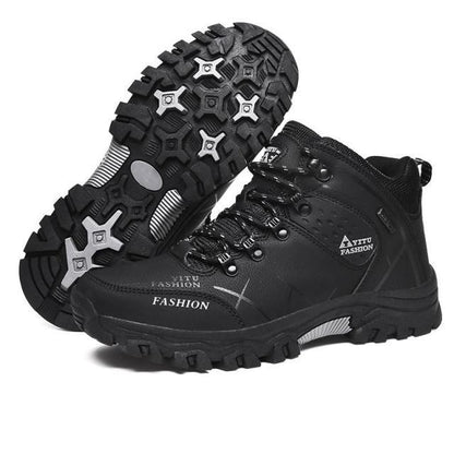 Men's Winter Snow Boots Waterproof Leather Sports Super Warm Men's Boots Outdoor Hiking Boots Work Travel Shoes Trail Climbing Shoes Lace Up Anti-Slip Waterproof Working Outdoor Boots