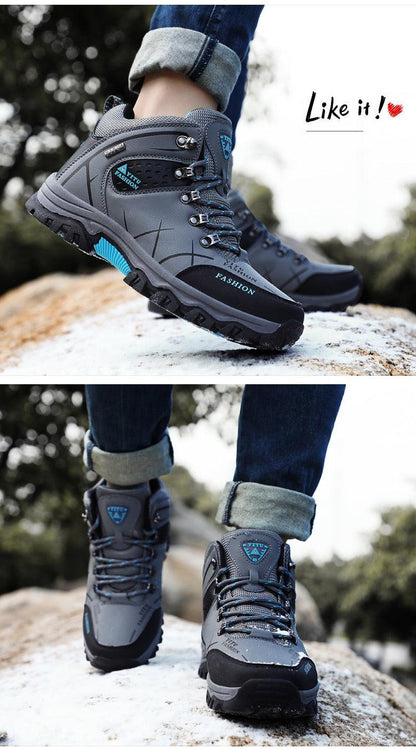 Men's Winter Snow Boots Waterproof Leather Sports Super Warm Men's Boots Outdoor Hiking Boots Work Travel Shoes Trail Climbing Shoes Lace Up Anti-Slip Waterproof Working Outdoor Boots