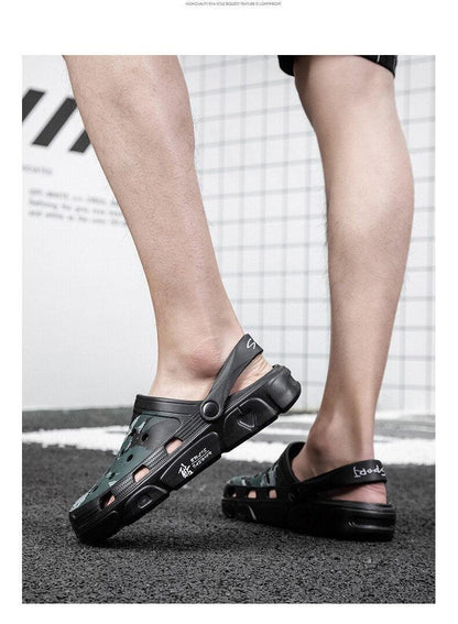 Men Sandals Summer Camouflage Hole Shoes Garden Shoes Outdoor Non-slip Beach Shoes Flat Sandals Home Slippers Unisex Garden Clogs Shoes Slippers Sandals For Mens