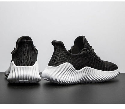 Mens Breathable White Trendy Sneakers  Casual Design  Light Walking Running Trainers Casual Breathable Mesh Men Running Shoes Walking Sneakers