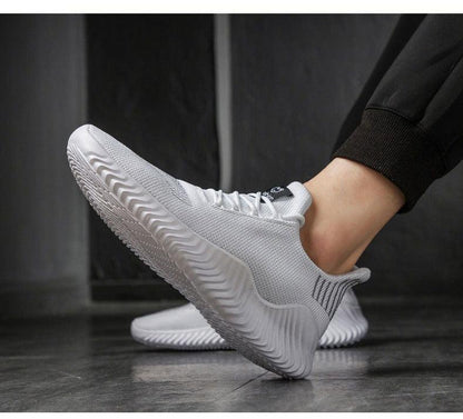 Mens Breathable White Trendy Sneakers  Casual Design  Light Walking Running Trainers Casual Breathable Mesh Men Running Shoes Walking Sneakers