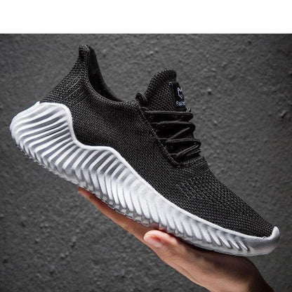 Mens Breathable White Trendy Sneakers  Casual Design  Light Walking Running Trainers Casual Breathable Mesh Men Running Shoes Walking Sneakers