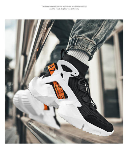 Mens High Top Fashion Socks Sneakers Men Trend Comfortable Casual Shoes Outdoor Non-slip Breathable Men's Height Increasing Casual Outdoor High Quality Mesh Walking Jogging Sneakers