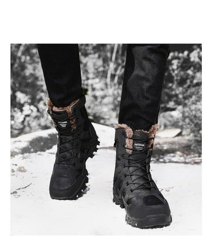 Mens Outdoor Sports Hiking Boots Wear Resisting Work Shoes Footwear Mountain Sport Mid-Cut Black Hiking Boots Outdoor Mountaineering Outdoor Winter Shoes