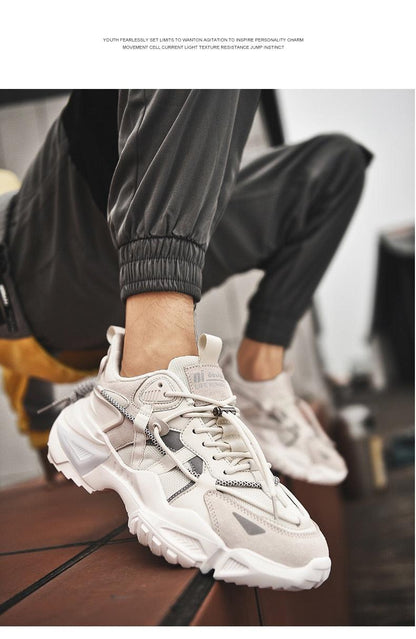 Mens Strong Casual Fashion Chunky Sneakers Height Increasing Spring Thick Sole Footwear Fashion High Quality Sneakers Slip on Walking Shoes High Top Casual Shoes For Men