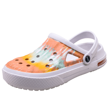 Mens Womens Sandals Hole Shoes Rubber Clogs Couple Garden Shoes Color Printing Air Cushion Beach Sandals Unisex Garden Clogs Lightweight Slip On Women Men Beach Sandals Water Shoes