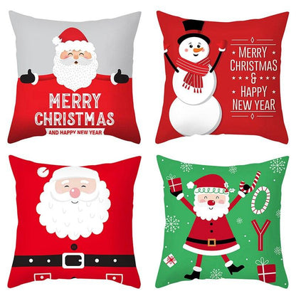 Merry Christmas Decoration Xmas Gift New Year For Home Reindeer Santa Claus Xmas Series Cushion Cover Case Pillow Custom Zippered Square Pillowcase Tree Cushion Cover Christmas Ornament