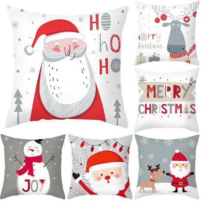 Merry Christmas Decoration Xmas Gift New Year For Home Reindeer Santa Claus Xmas Series Cushion Cover Case Pillow Custom Zippered Square Pillowcase Tree Cushion Cover Christmas Ornament