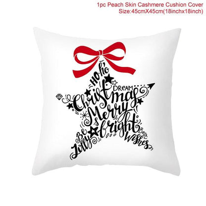 Merry Christmas Decoration Xmas Gift New Year For Home Reindeer Santa Claus Xmas Series Cushion Cover Case Pillow Custom Zippered Square Pillowcase Tree Cushion Cover Christmas Ornament