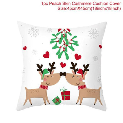 Merry Christmas Decoration Xmas Gift New Year For Home Reindeer Santa Claus Xmas Series Cushion Cover Case Pillow Custom Zippered Square Pillowcase Tree Cushion Cover Christmas Ornament