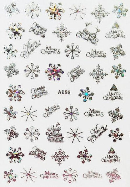 Merry Christmas Nail Art Decals Decoration Self Adhesive Nail Art Stickers Manicure Design White Snow Sticker for Nail Design Xmas Gift Nails Snowflake Nail Art Stickers Decals Christmas Nail 3D Self Adhesive Nail Stickers for Acrylic Nails Snowflake
